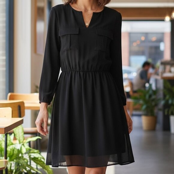 Black Long Tunic or Short Dress sz Medium - Picture 2 of 9